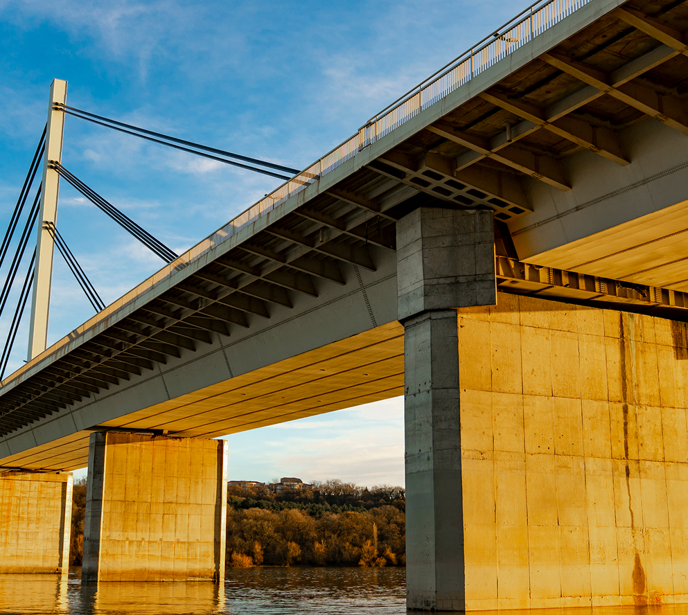 Bridge infrastructure at sunset